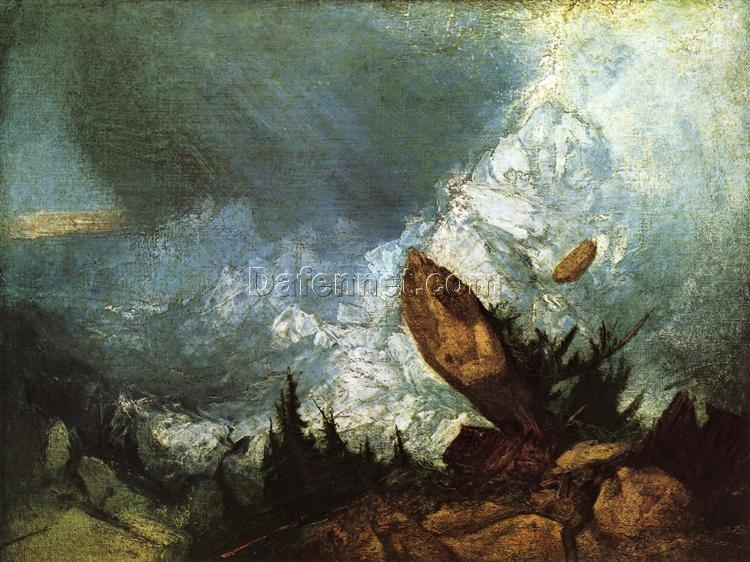 J.M.W. Turner Oil Painting – The Fall of an Avalanche in the Grisons, 1810, Romantic Landscape