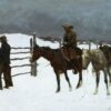 Custom Oil Painting of Frederic Remington’s 'The Fall of the Cowboy' – Tonalist Western Genre Artwork