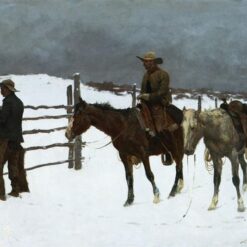 Custom Oil Painting of Frederic Remington’s 'The Fall of the Cowboy' – Tonalist Western Genre Artwork