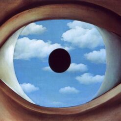 Surrealist Oil Painting Inspired by Magritte – 'The False Mirror' (1928), Hand-Painted Canvas Reproduction