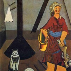 Inspired by Joan Miró’s The Farmer’s Wife (1922-1923) – Cubist Genre Oil Painting (81 x 65 cm)