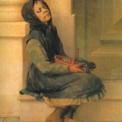 Realism Genre Painting: The Flower Seller by Georgios Jakobides – Oil Reproduction on Canvas