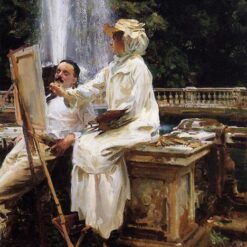 John Singer Sargent Oil Painting – The Fountain, Villa Torlonia, Frascati, Italy, 1907, Impressionist Genre Painting