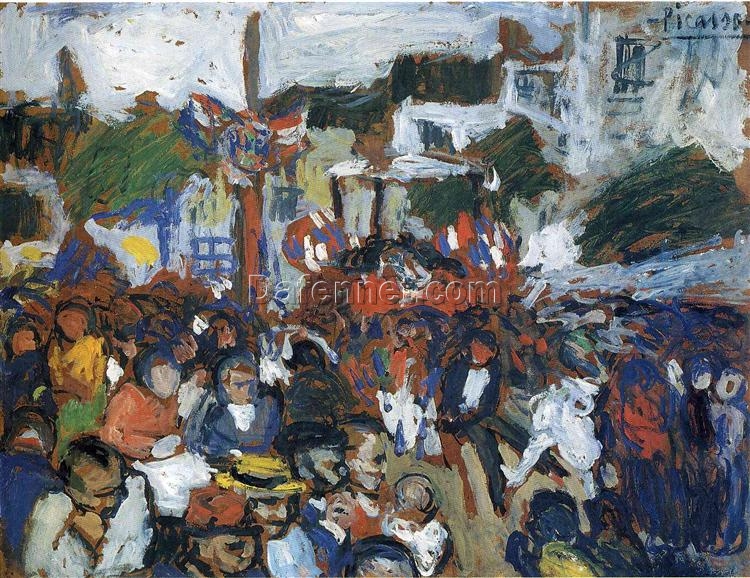 Oil Painting Inspired by Picasso’s Early Years – ‘The Fourteenth of July’ (1901) Genre Art on Canvas