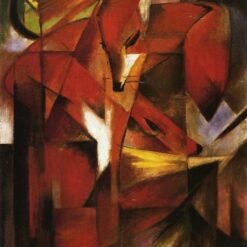 Hand-Painted Franz Marc ‘The Fox’ Oil Painting - Cubist Wildlife Art on Canvas from Dafen Village Studio