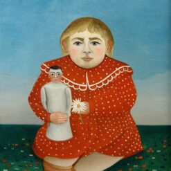 Hand-painted Henri Rousseau The Girl with a Doll – 1904-1905 Naïve Art Oil Painting | Canvas Reproduction of Childhood Portrait
