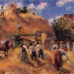 The Harvest" – 1883 Agricultural Genre Painting by Camille Pissarro
