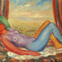 The Harvest Inspired by René Magritte – 1943 Surrealist Nude Painting, Oil on Canvas (60x80 cm)