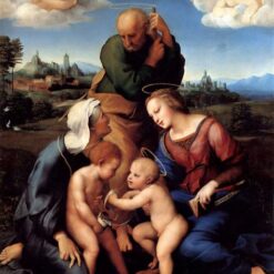 The Holy Family with Saints Elizabeth and John" by Raphael (c.1506) | High Renaissance Oil on Canvas