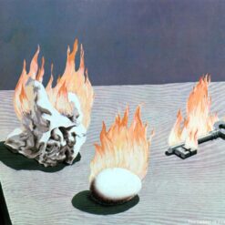 The Ladder of Fire Inspired by René Magritte – 1939 Surrealist Symbolic Oil Painting, Canvas