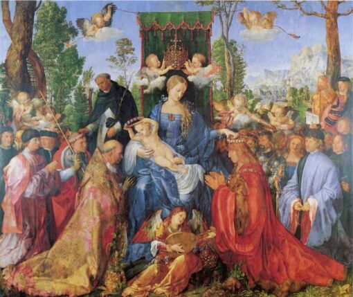 Feast of the Rosary by Albrecht Dürer – 1506 Northern Renaissance Religious Oil Painting on Panel