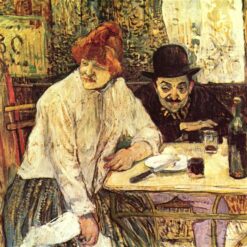 The Last Crumbs (In The Restaurant La Mie)" Henri de Toulouse-Lautrec – 1891 Oil on Cardboard Painting