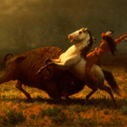 Albert Bierstadt’s The Last of the Buffalo II – Oil Reproduction of a Romanticism Masterpiece Depicting the American West