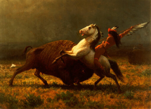 Albert Bierstadt’s The Last of the Buffalo II – Oil Reproduction of a Romanticism Masterpiece Depicting the American West