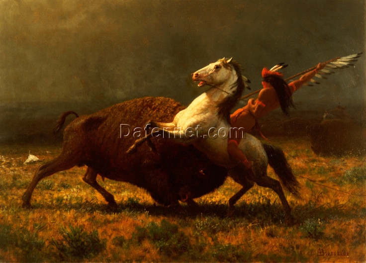 Albert Bierstadt’s The Last of the Buffalo II – Oil Reproduction of a Romanticism Masterpiece Depicting the American West