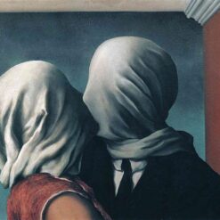 Surrealist Oil Painting Inspired by Magritte – 'The Lovers' (Les Amants), 1928, Hand-Painted Canvas