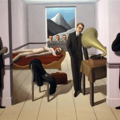 The Menaced Assassin Inspired by René Magritte – 1927 Surrealist Symbolic Oil Painting, Canvas (150.4x195.2 cm)