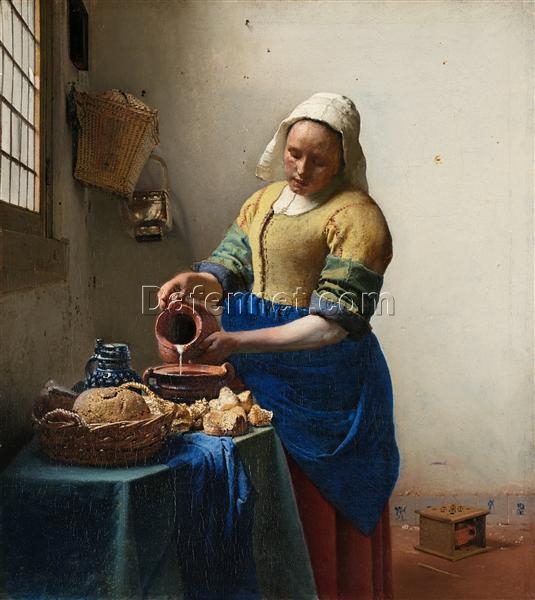 Custom Oil Painting of The Milkmaid by Johannes Vermeer – Baroque Masterpiece