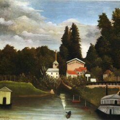 Hand-painted Henri Rousseau The Mill at Alfort – 1904-1905 Naïve Art Oil Painting | Canvas Reproduction of French Rural Landscape