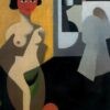 The Model Inspired by René Magritte – Early Cubist Nude Painting, 1922 Oil on Canvas (40x29 cm)