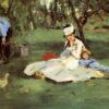 Oil Painting Inspired by Edouard Manet’s The Monet Family in Their Garden at Argenteuil – Impressionist Genre Art