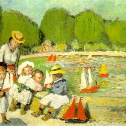 Oil Painting Inspired by Picasso’s Early Years – 'The Pool of Tuileries' (1901) Genre Art on Cardboard