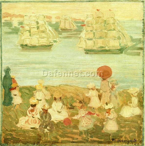 The Pretty Ships by Maurice Prendergast – Impressionist Seascape Oil Painting (c.1895 – c.1897)