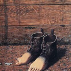 The Red Model Inspired by René Magritte – 1935 Surrealist Symbolic Oil Painting, Canvas (56x46 cm)