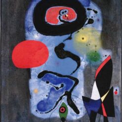 Inspired by Joan Miró’s The Red Sun (1948) – Surrealist Abstract Oil & Gouache Reproduction