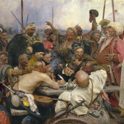 Custom Oil Reproduction of The Reply of the Zaporozhian Cossacks to Sultan Mehmed IV – Ilya Repin's Russian Realism Masterpiece