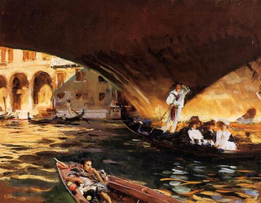John Singer Sargent Oil Painting – The Rialto, Venice, 1909, Impressionist Cityscape