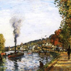 The Seine at Marly" by Camille Pissarro – 1871 Oil on Canvas Landscape Artwork