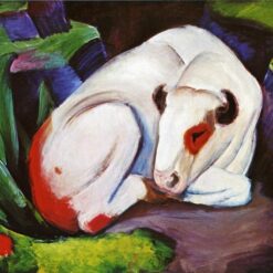 Hand-Painted Franz Marc ‘The Steer (The Bull)’ Oil Painting - Expressionist Animal Art on Canvas from Dafen Village Studio