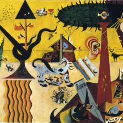 Inspired by Joan Miró’s The Tilled Field (1923) – Abstract Surrealist Landscape Oil Painting (66 x 92.7 cm)