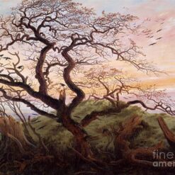 Romantic Landscape Painting The Tree of Crows by Caspar David Friedrich (1822) – Oil on Canvas for Home and Office Decor