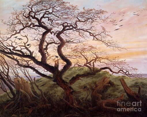 Romantic Landscape Painting The Tree of Crows by Caspar David Friedrich (1822) – Oil on Canvas for Home and Office Decor