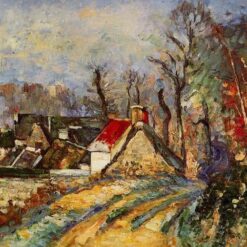 The Turn in the Road at Auvers" by Paul Cézanne – Iconic 1873 Impressionist Cityscape on Canvas