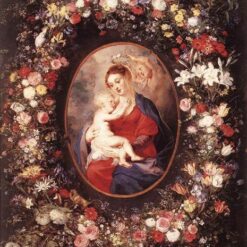 Reproduction of "The Virgin and Child in a Garland of Flowers" by Rubens – Religious Art in Baroque Style