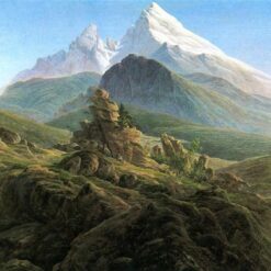 Romantic Landscape Oil Painting The Watzmann by Caspar David Friedrich (1824-1825) – Majestic Mountain Art for Living Room and Office Decor