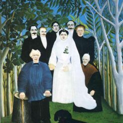 Hand-painted Henri Rousseau The Wedding Party – c.1905 Naïve Art Oil Painting | Canvas Reproduction of a Vibrant Wedding Scene