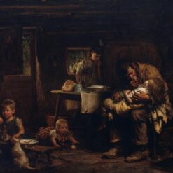 Hand-Painted Luke Fildes ‘The Widower’ Oil Painting - Social Realism Genre Art on Canvas from Dafen Village Studio