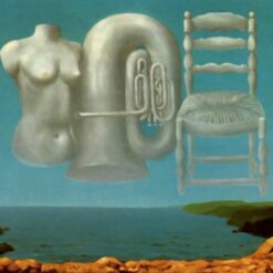 Threatening Weather Inspired by René Magritte – 1929 Surrealist Still Life Oil Painting, Canvas (54x73 cm)