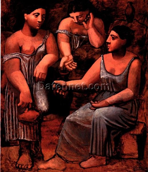 Oil Painting Inspired by Picasso’s Neoclassical Style – ‘Three Women at a Fountain’ (Trois femmes à la fontaine) (1921) Genre Art on Canvas