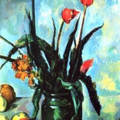 Post-Impressionist "Tulips in a Vase" by Paul Cézanne – 1892, Oil on Canvas – Norton Simon Museum