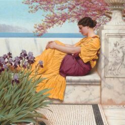 Under the Blossom that Hangs on the Bough by John William Godward | Neoclassical Oil Painting
