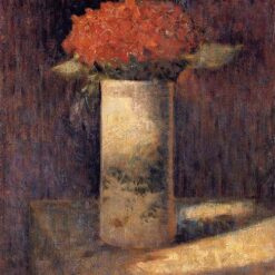 Vase of Flowers by Georges Seurat – Impressionist Still Life Oil Painting