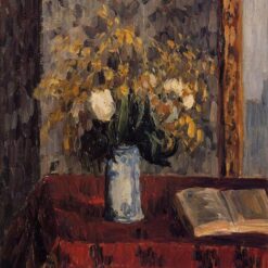 Vase of Tulips and Garnets" by Camille Pissarro – 1900 Floral Oil Painting