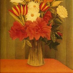 Hand-painted Henri Rousseau Vase of Flowers – 1901-1902 Naïve Art Flower Oil Painting | Canvas Reproduction of Floral Masterpiece