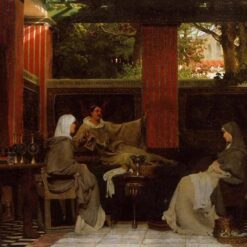 Venantius Fortunatus Reading Poems to Queen Radegonda – Romantic Oil Painting by Sir Lawrence Alma-Tadema