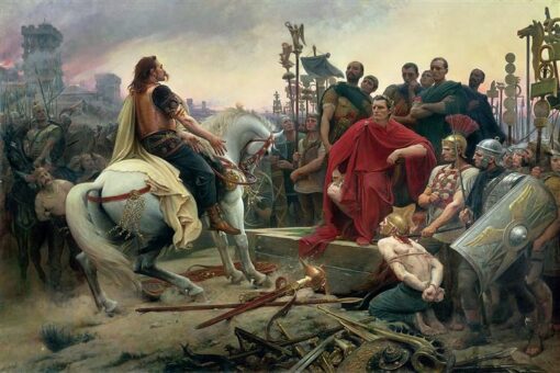 Historical Oil Painting Reproduction – Vercingetorix Throws Down His Arms at the Feet of Julius Caesar by Lionel Noel Royer